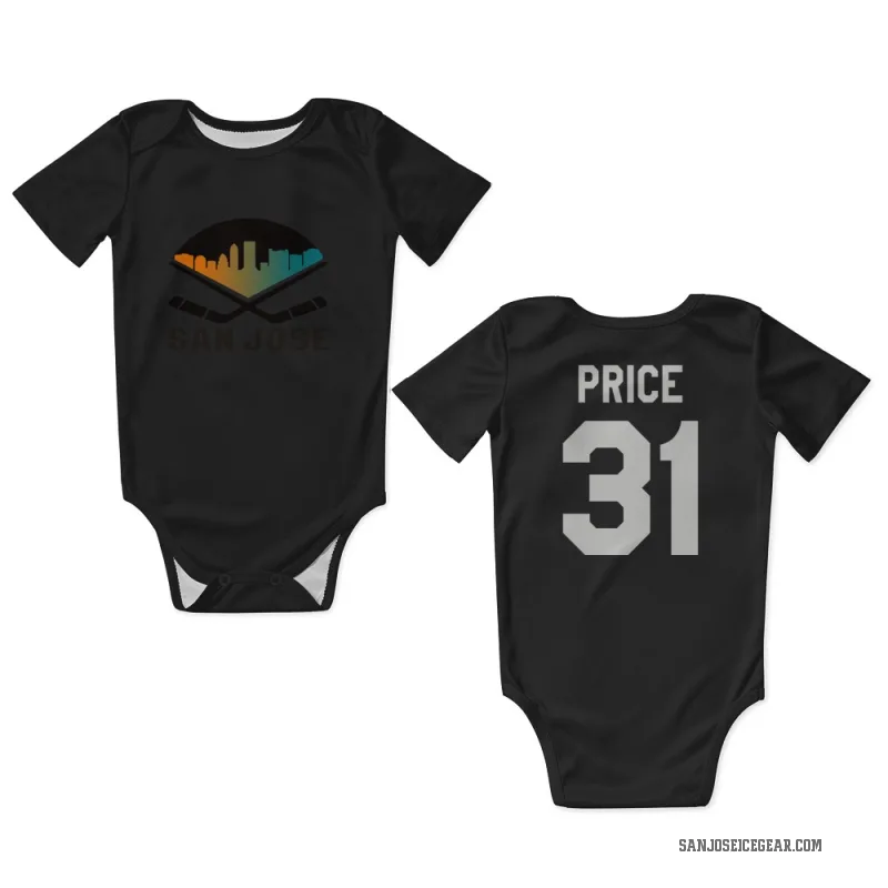 Carey Price  Black White San Jose Sharks  Newborn & Infant Bodysuit