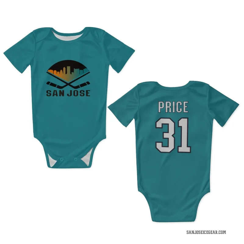 Carey Price  Teal San Jose Sharks  Newborn & Infant Bodysuit