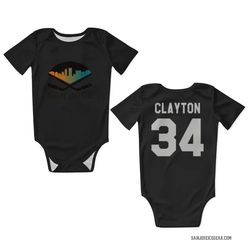 Cole Clayton  Black White San Jose Sharks  Newborn & Infant Bodysuit