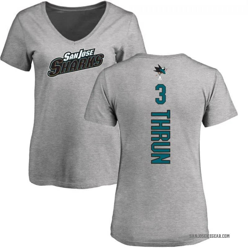Henry Thrun Women's Ash San Jose Sharks Backer T-Shirt -