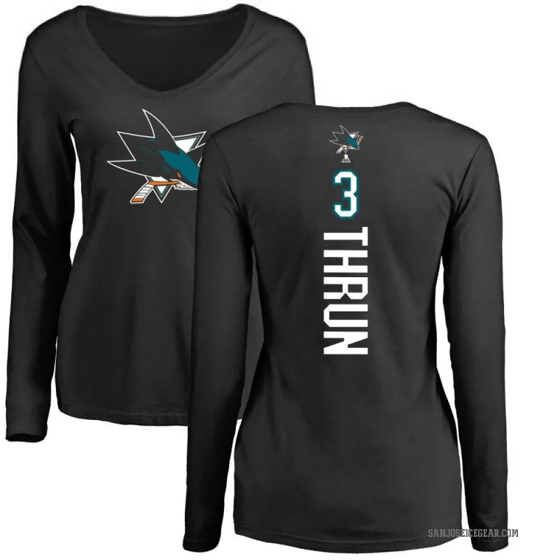 Henry Thrun Women's Black San Jose Sharks Backer Long Sleeve T-Shirt -