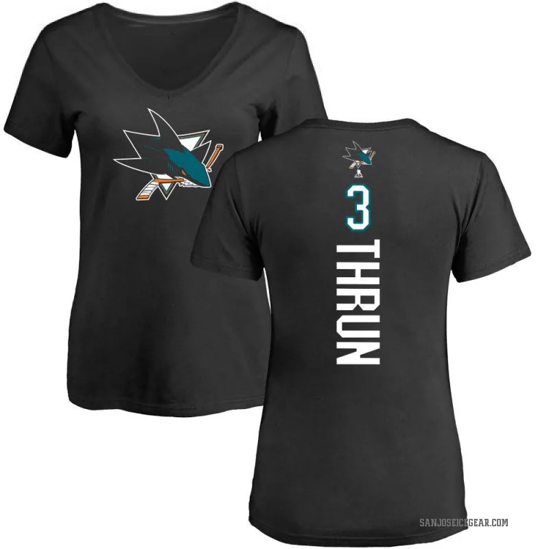 Henry Thrun Women's Black San Jose Sharks Backer T-Shirt -