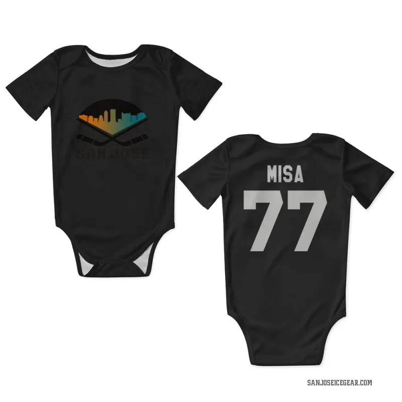 Michael Misa  Black White San Jose Sharks  Newborn & Infant Bodysuit