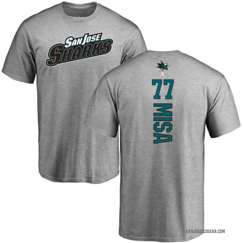 Michael Misa Youth Ash San Jose Sharks Backer T-Shirt -