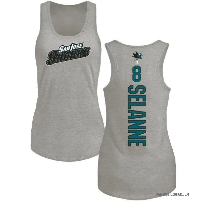 Teemu Selanne Women's Ash San Jose Sharks Backer Tank Top -