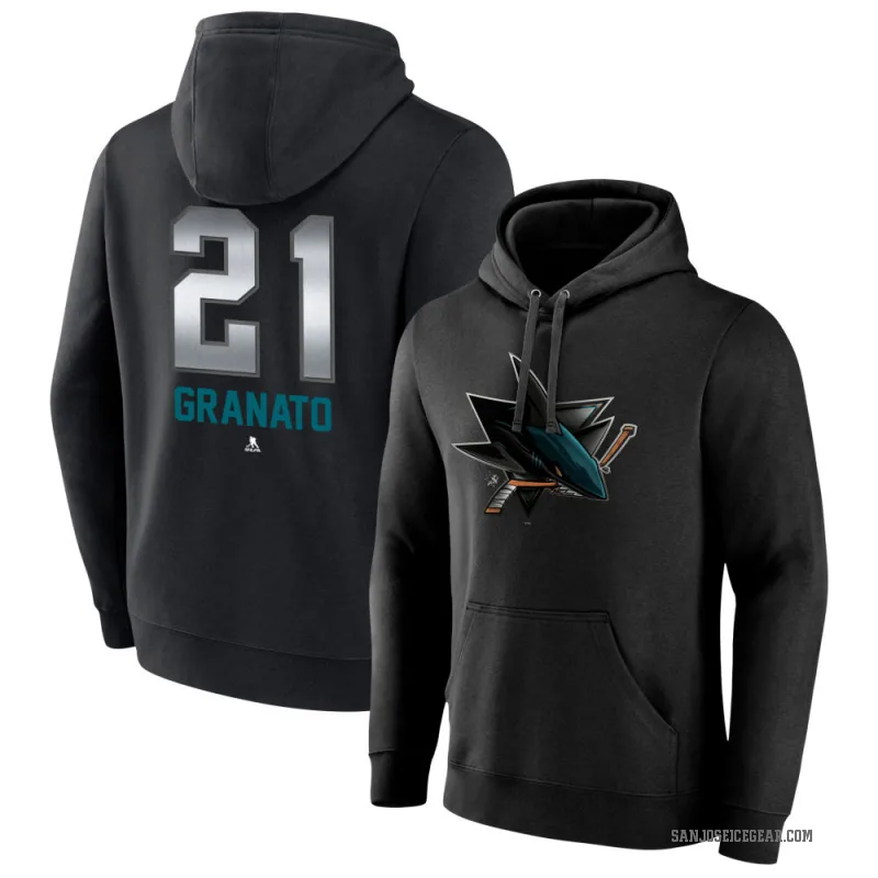 Tony Granato Men's Black San Jose Sharks Branded Midnight Mascot Logo Pullover Hoodie