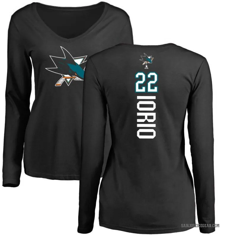 Vincent Iorio Women's Black San Jose Sharks Backer Long Sleeve T-Shirt -