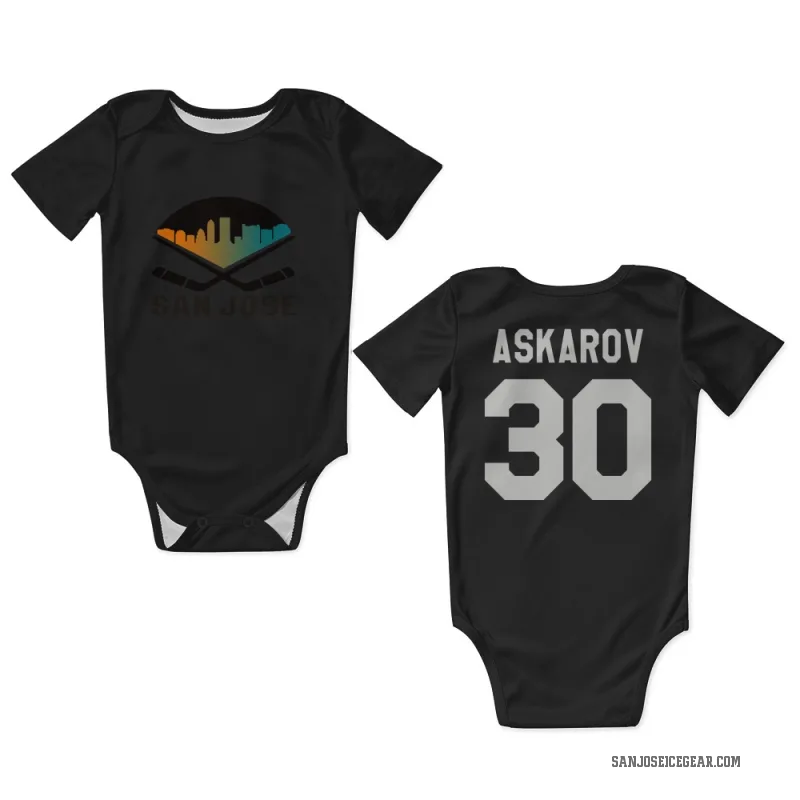Yaroslav Askarov  Black White San Jose Sharks  Newborn & Infant Bodysuit